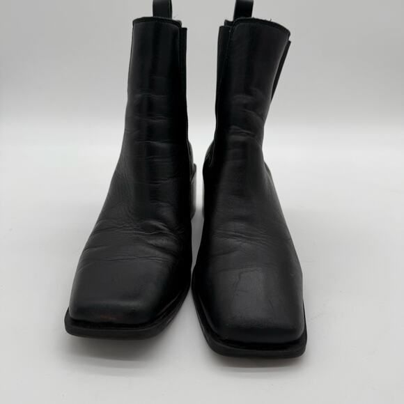 Aldo Leather Black Foal Chelsea Boot Block Square Heel Modern Minimalist 9 - Picture 3 of 7